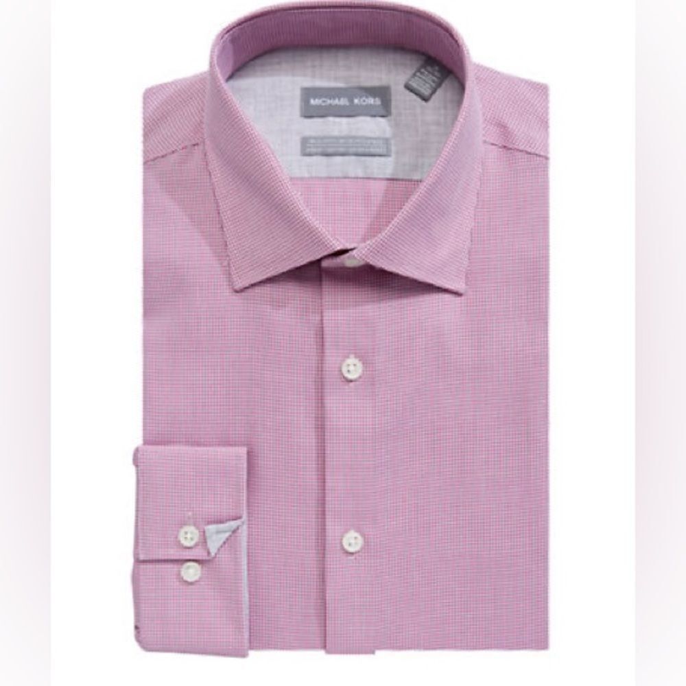 Michael Michael Kors Long-Sleeve Slim Cotton Dress Shirt-PURPLE-15.5-34/35